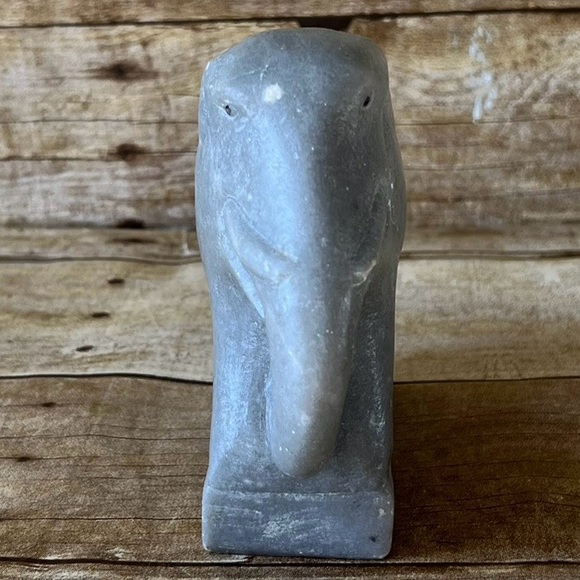 Solid Carved Stone Elephant (Possibly Marbel) - Picture 5 of 9